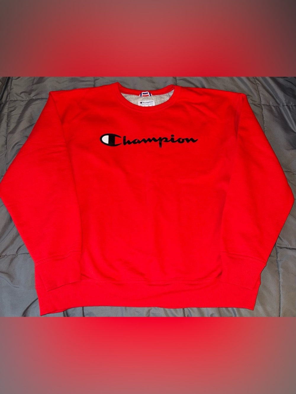 Champion Red Pullover Long Sleeve Crewneck